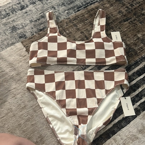 P&Co Checkered Bikini Top & High Waisted Bottoms - Picture 2 of 3